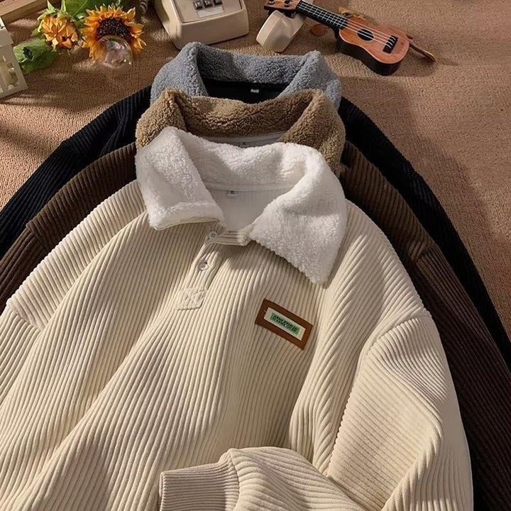 Drune | Corduroy-Fleece-Kragenpullover
