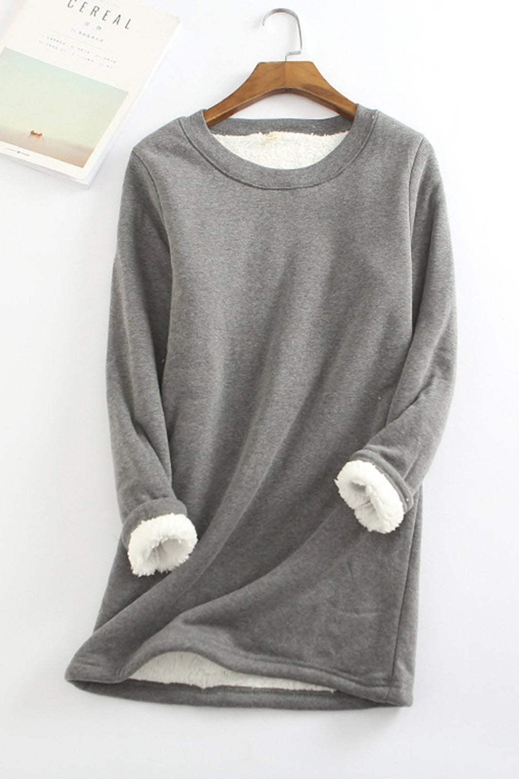 Drune | Tunika Sweatshirt Lockere Passform Langarm Weicher Fleece Futter Komfort