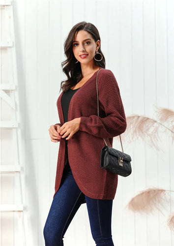 Drune | Strickjacke Grobstrick Lockere Passform V-Ausschnitt Offene Frontschicht