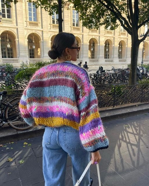 Drune | Strickjacke Wool Blend Cropped Passform Offene Vorderseite Ballonärmel