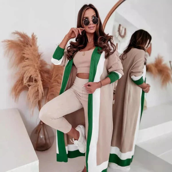 Drune | Mantel - Strickdesign - Oversized Fit - Offene Front - Volle Länge - Breiter Kragen