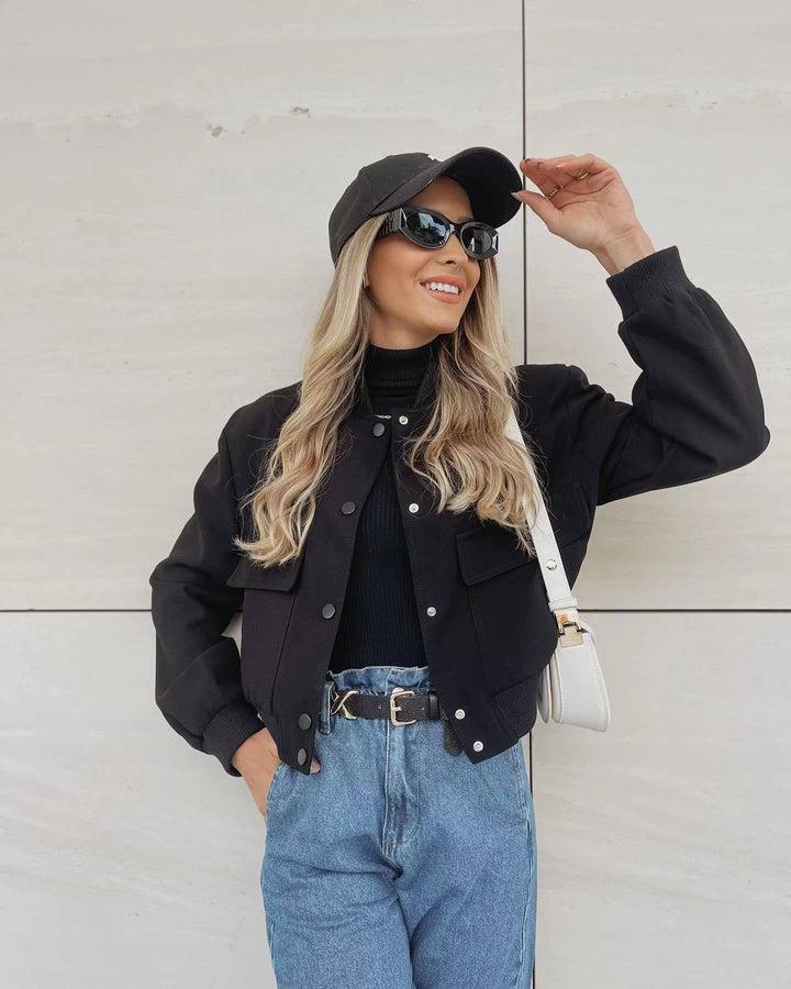 Drune | Cropped Utility Jacke Legere Button up Outerwear