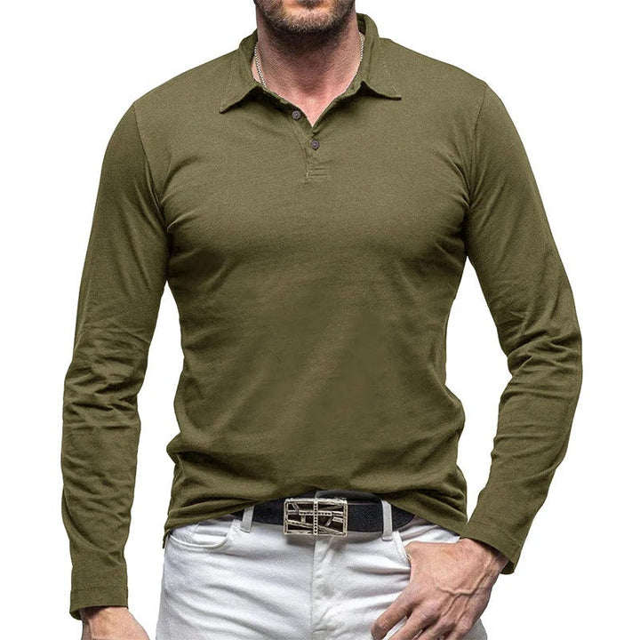Drune | Piqué Shirt Slim Fit Langarm Knopfverschluss Baumwolle Smart Lässig
