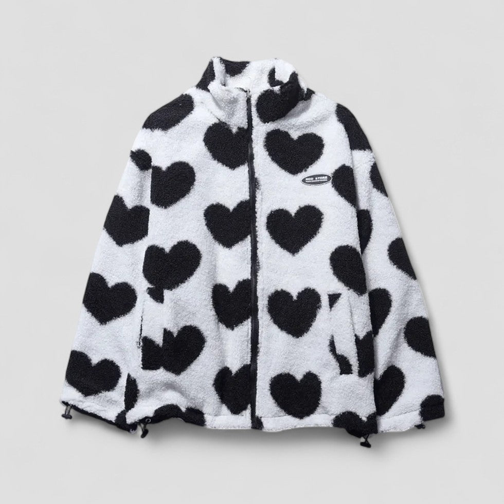 Drune | Wendemantel mit Herzfutter Gemütliche Zip up Jacke