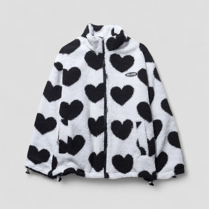 Drune | Wendemantel mit Herzfutter Gemütliche Zip up Jacke