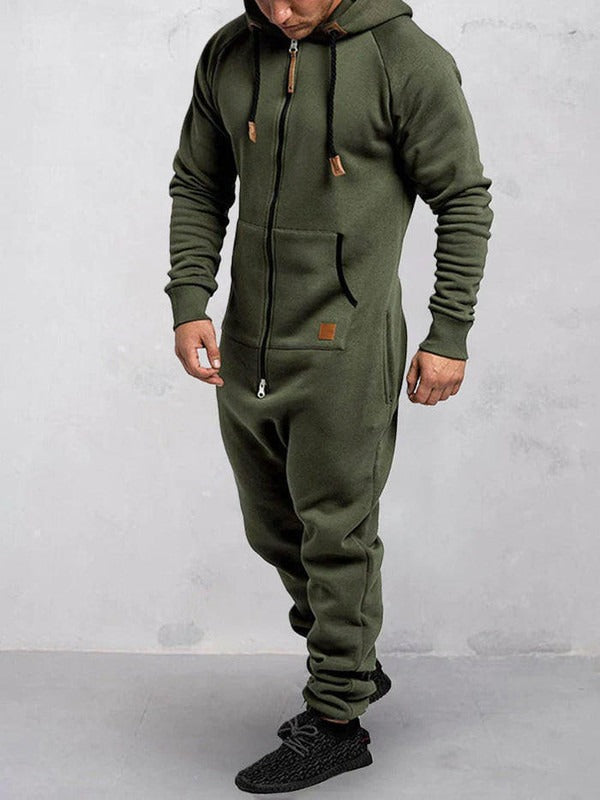 Drune | Jumpsuit Fleece Komfort Lässige Passform Kapuze Voller Reißverschluss Taschen