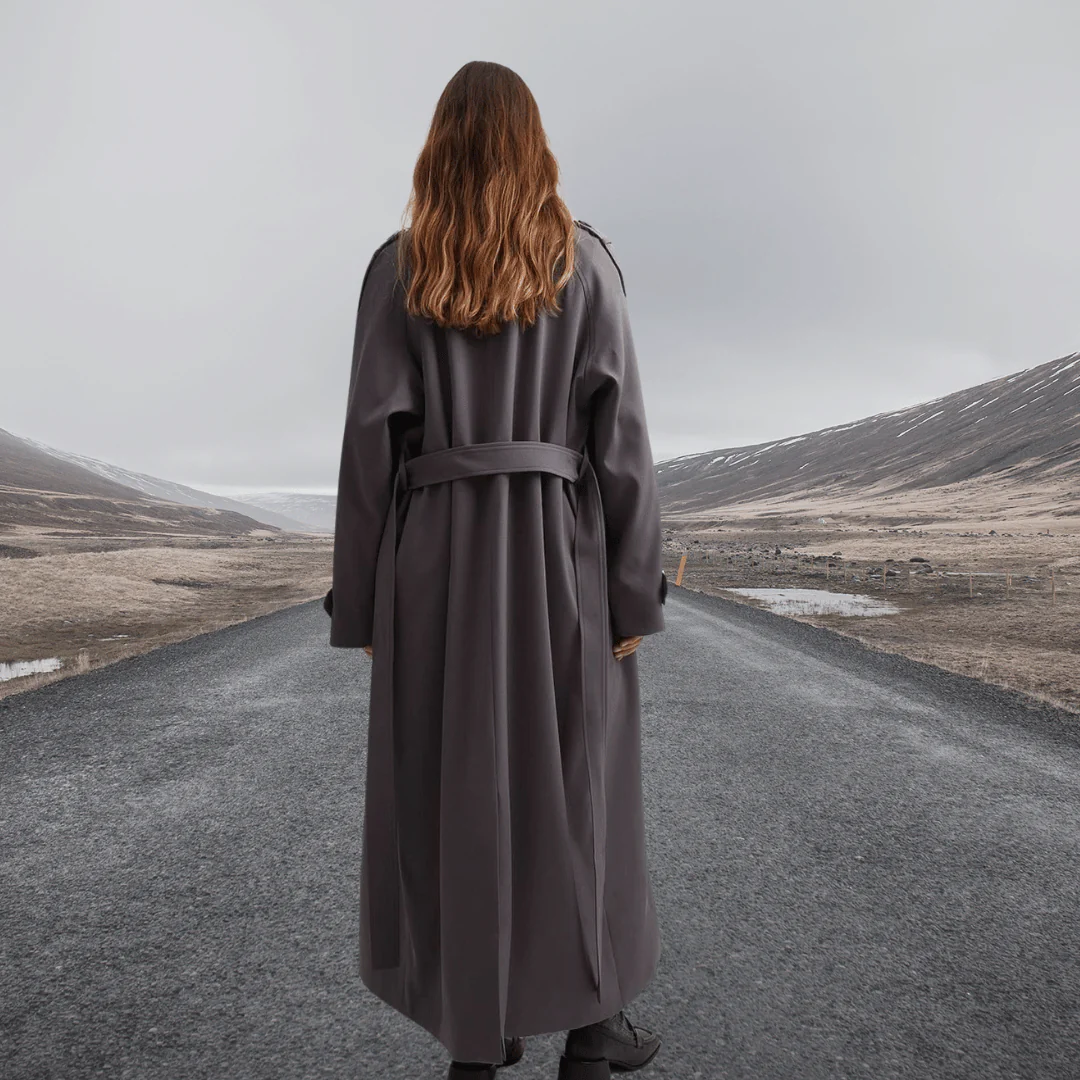 Drune | Trenchcoat - Wollmischung - Lockere Passform - Vollständig - Gürteldetail