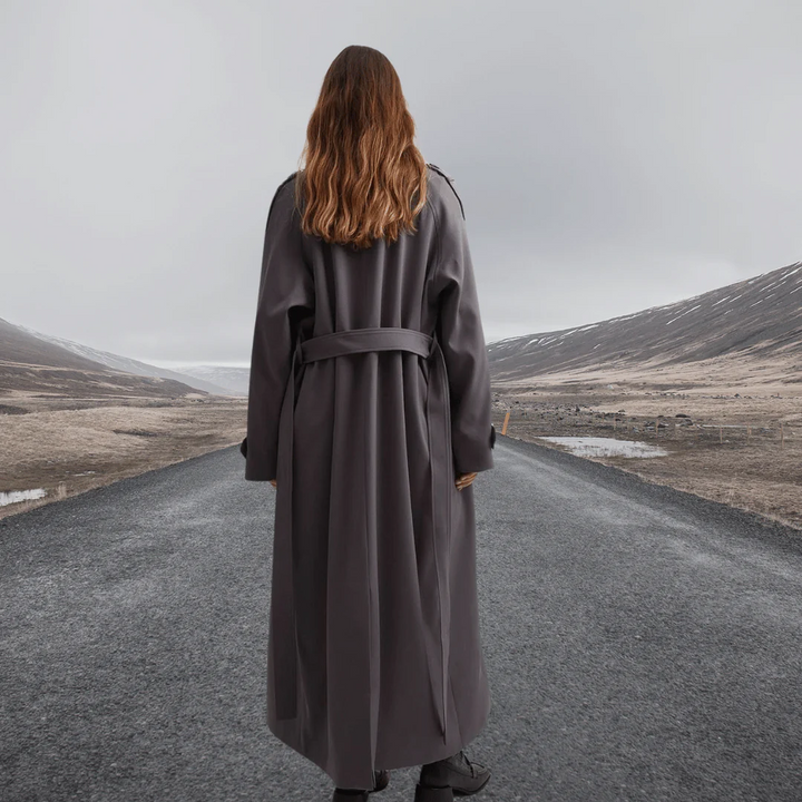 Drune | Trenchcoat - Wollmischung - Lockere Passform - Vollständig - Gürteldetail