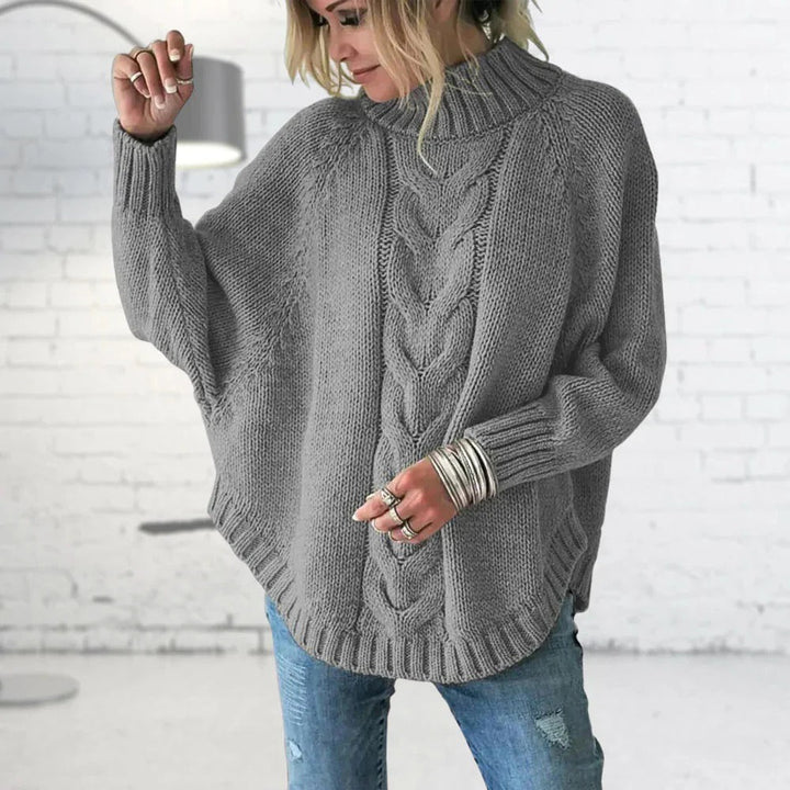 Drune | Pullover Sweater - Wollstrick - Oversized Schnitt - Rollkragen - Fledermausärmel