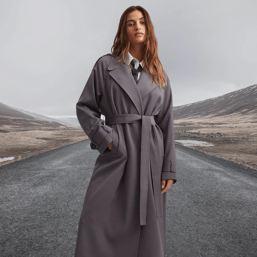 Drune | Trenchcoat - Wollmischung - Lockere Passform - Vollständig - Gürteldetail