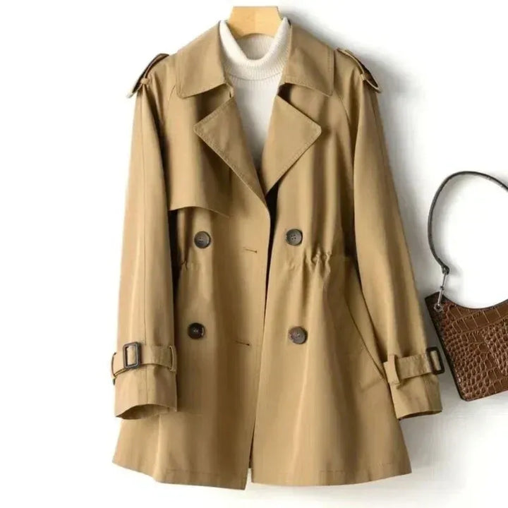 Drune | Trenchcoat Tailliert Doppelt Knopf Mid Length Mit Gürtel