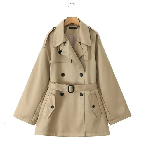 Drune | Trenchcoat - Tailliert - Baumwollmischung - Doppelt Knopf - Mit Gürtel