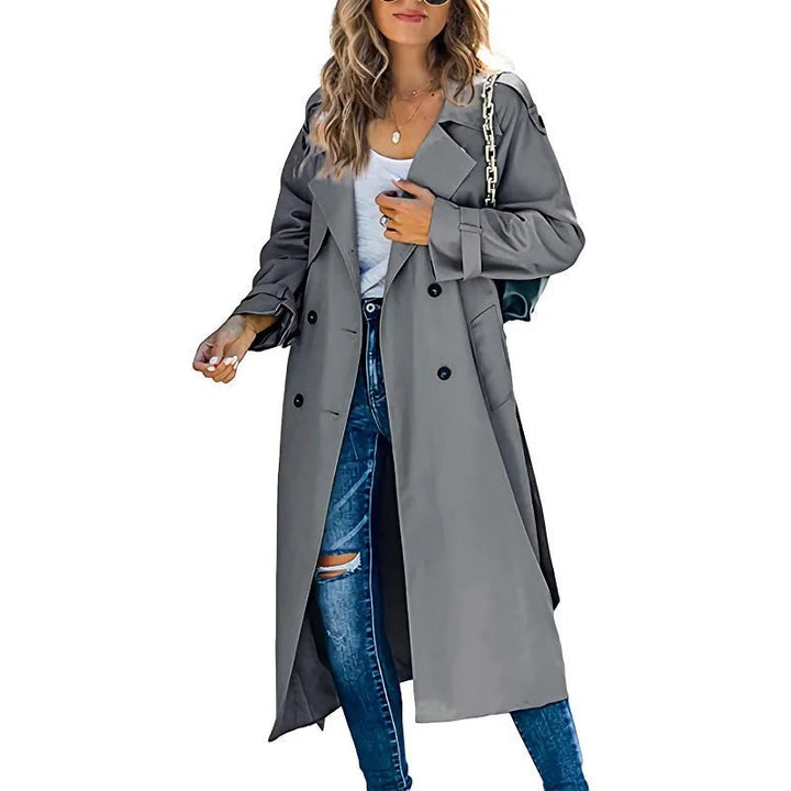 Drune | Trenchcoat Lange Passform Gürtel an der Taille Doppelreiher Klassischer Stil