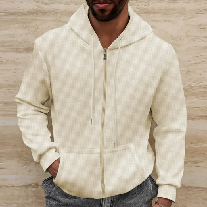 Drune | Kapuzenpullover Waffelstruktur Regular Passform Reißverschluss Lässiger Stil