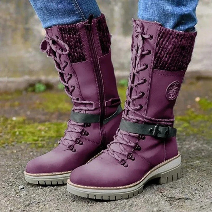 Drune | Stiefel Frontschnürung Reißverschluss Wollbündchen Schnallen Details