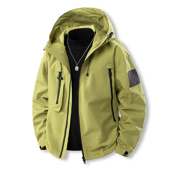 Drune | Outdoor-Jacke - Wasserdicht mit Kapuze - Strukturierte Passform - Reißverschluss vorne - Klappentaschen