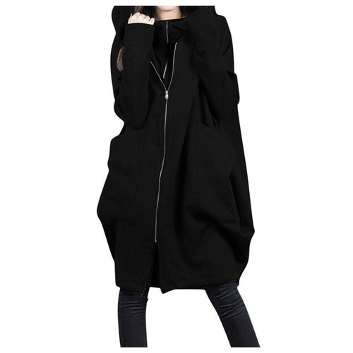 Drune | Mittellanger Mantel - Oversized Fit - Kapuze - Reißverschluss - Weicher Woll-Look
