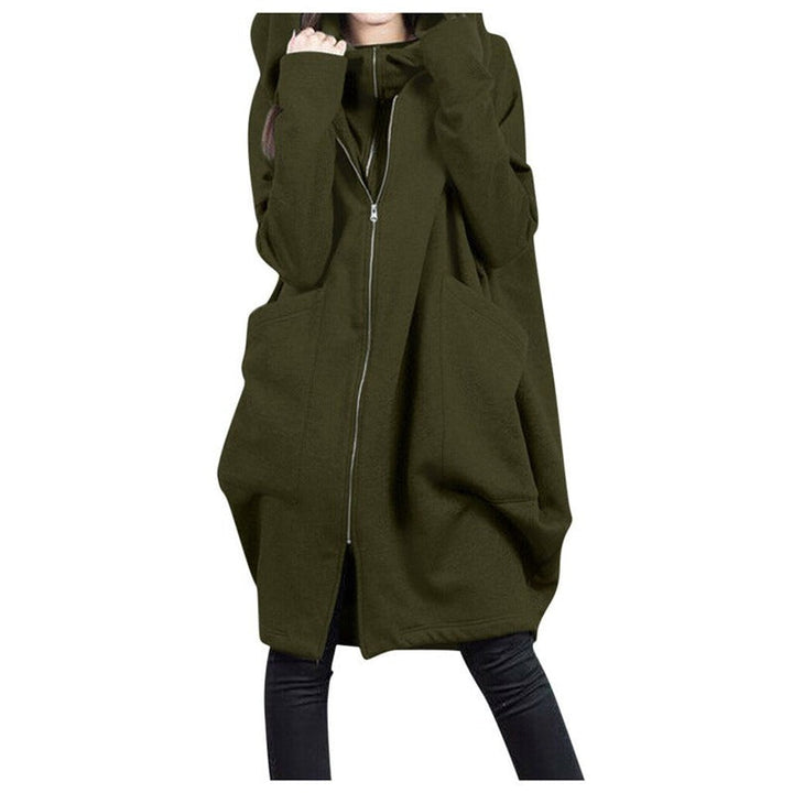 Drune | Mittellanger Mantel - Oversized Fit - Kapuze - Reißverschluss - Weicher Woll-Look