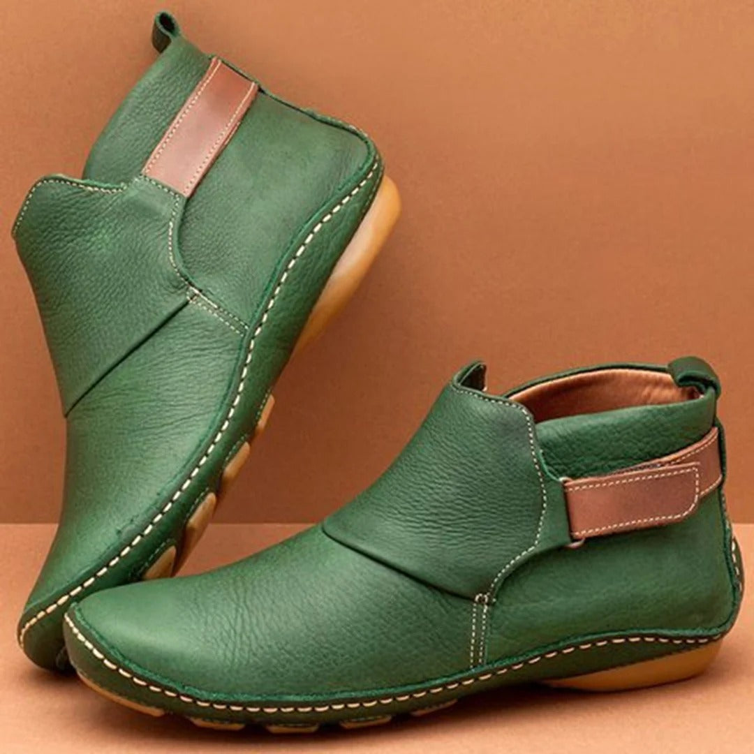 Drune | Stiefeletten Leder Runde Zehe Riemenschnalle Atmungsaktiver Freizeitfit