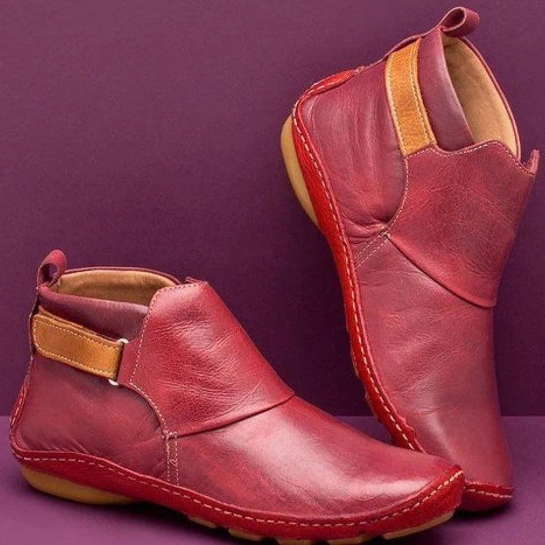 Drune | Stiefeletten Leder Runde Zehe Riemenschnalle Atmungsaktiver Freizeitfit