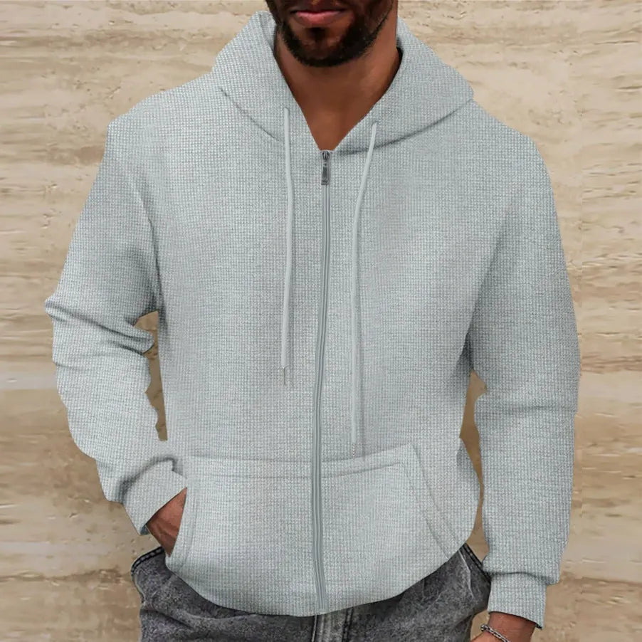 Drune | Kapuzenpullover Waffelstruktur Regular Passform Reißverschluss Lässiger Stil