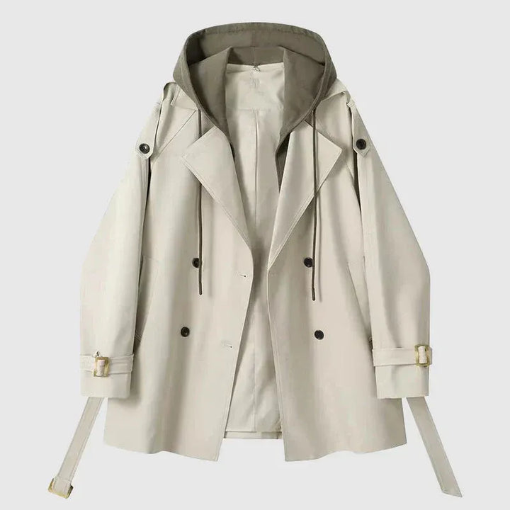 Drune | Trenchcoat Übergröße Passform Kapuze Doppelt brustig Gürtel Baumwolle Stil