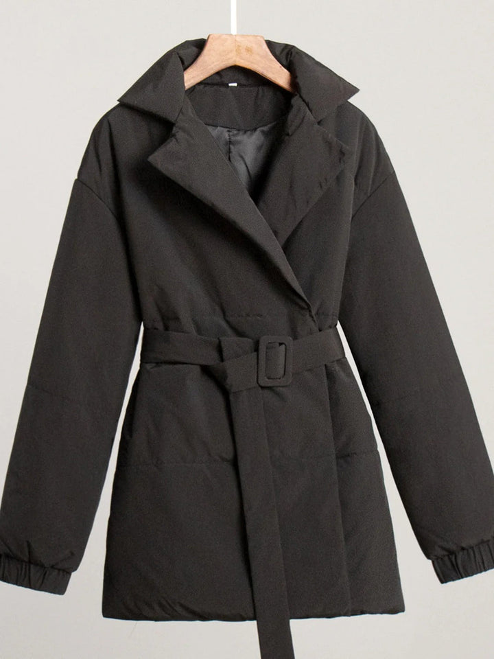 Drune | Gürteltaschen Pufferjacke Wickel Front Stepp Wintermantel