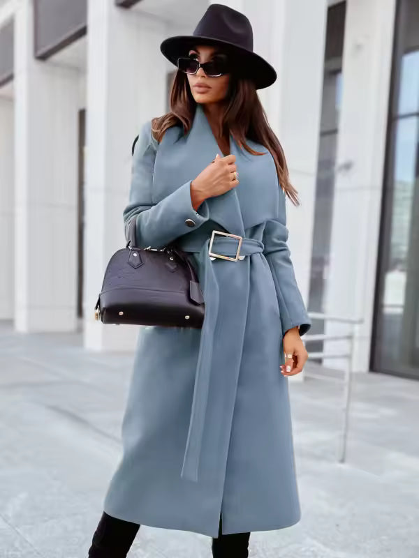 Drune | Mantel - Lange Silhouette - Tailored Fit - Gürtel mit Schnalle - Knopfverschluss
