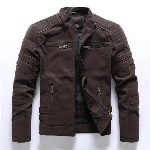 Drune | Bikerjacke Slim Fit Gesteppten Schultern Reißverschlussverschluss Stehkragen