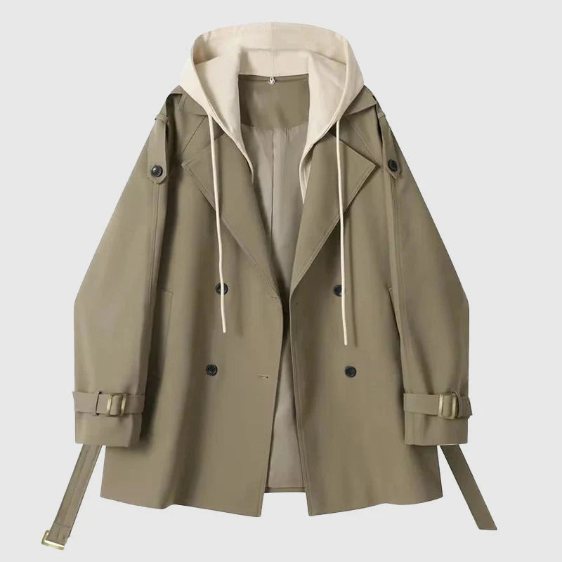 Drune | Trenchcoat Übergröße Passform Kapuze Doppelt brustig Gürtel Baumwolle Stil