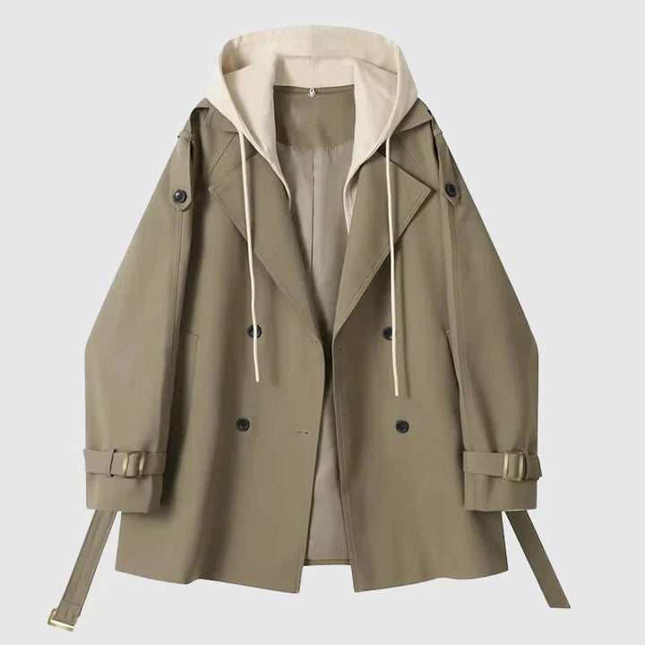 Drune | Trenchcoat Übergröße Passform Kapuze Doppelt brustig Gürtel Baumwolle Stil