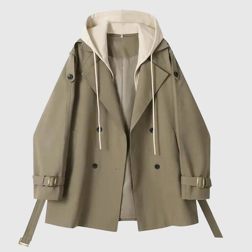 Drune | Trenchcoat Übergröße Passform Kapuze Doppelt brustig Gürtel Baumwolle Stil