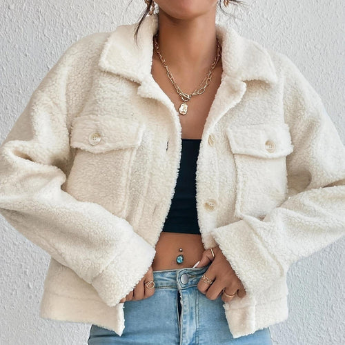 Drune | Damen Cropped Sherpa Jacke Wollmix