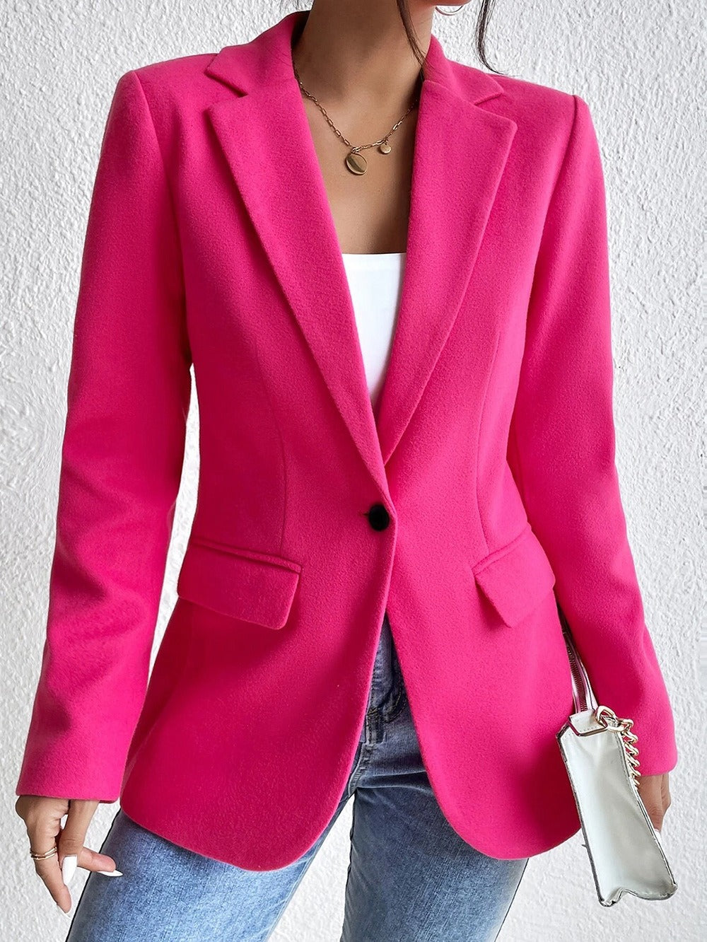 Drune | Blazer Wollmischung Slim Passform Reverskragen Einreihig mit Taschen