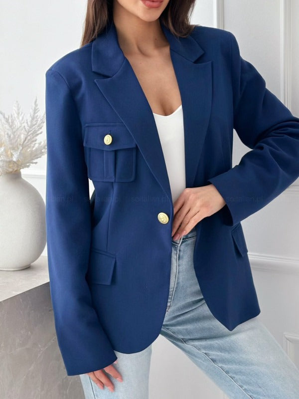 Drune | Blazer Tailliertes Fit Wollmischung Doppelreihig Mit Revers Langarm
