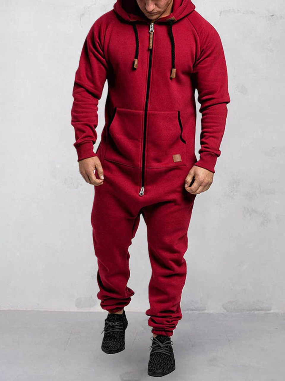 Drune | Jumpsuit Fleece Komfort Lässige Passform Kapuze Voller Reißverschluss Taschen