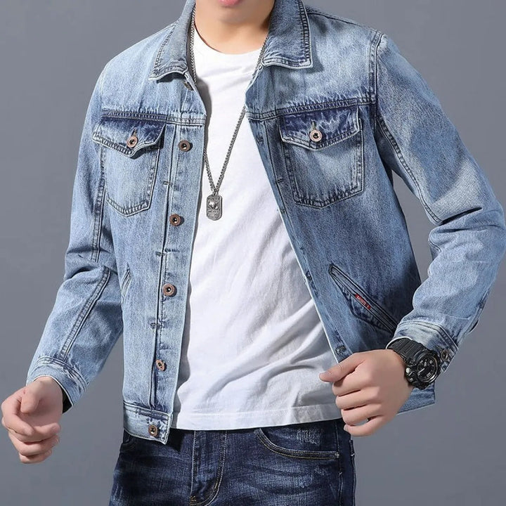 Drune | Klassisches Denim Herrenjackett mit Taschen an der Vorderseite