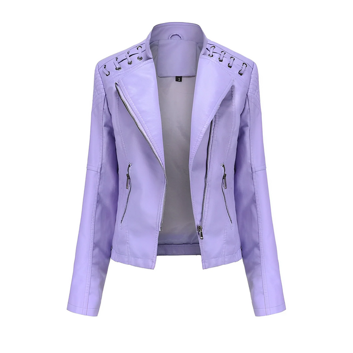 Drune | Lederjacke Slim Passform Asymmetrischer Reißverschluss Ge Quiltete Schultern