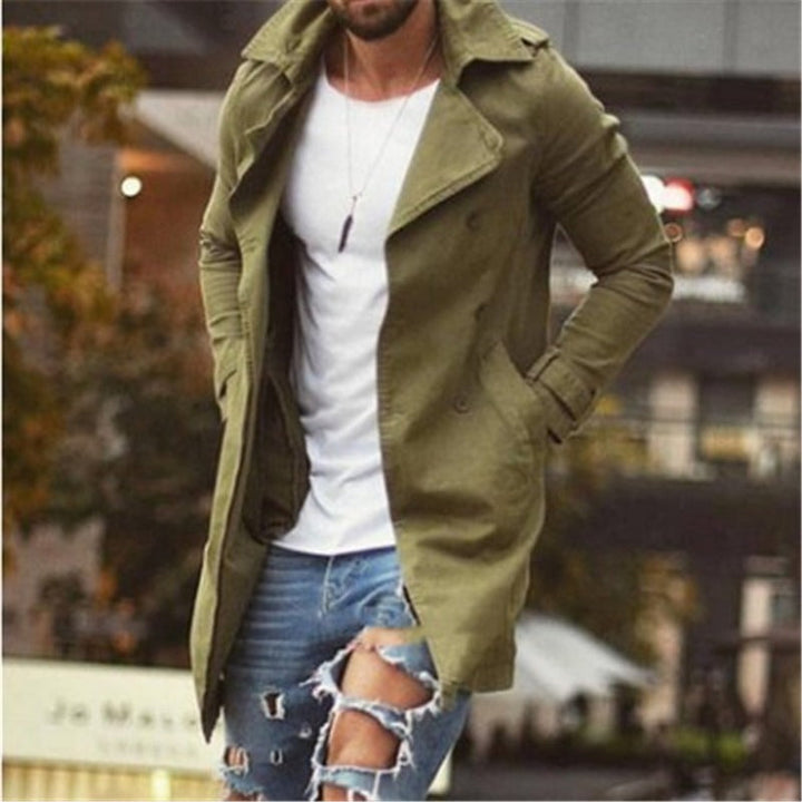 Drune | Mantel Mittellang Slim Fit Baumwollmischung Doppelt Knopf Mit Revers