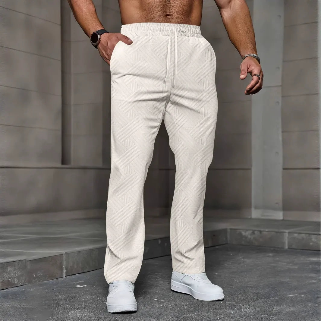 Drune | Herren Relaxed Passform Stricktextur Kordelzugbund Voll Länge