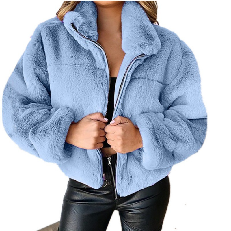 Drune | Damen Kunstpelzmantel – Oversized Schnitt – Kurze Länge – Reißverschluss vorne – Hoher Kragen