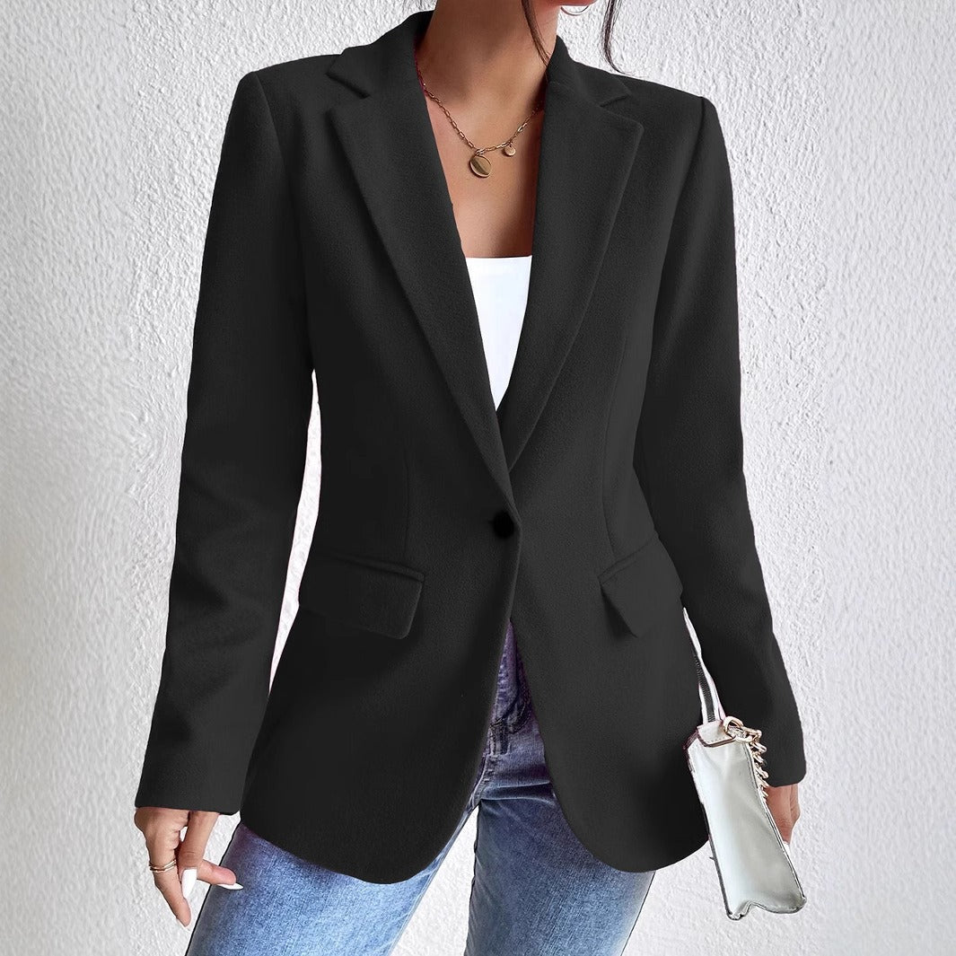 Drune | Blazer Wollmischung Slim Passform Reverskragen Einreihig mit Taschen