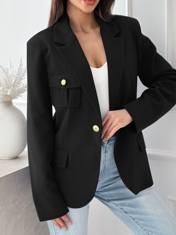 Drune | Blazer Tailliertes Fit Wollmischung Doppelreihig Mit Revers Langarm