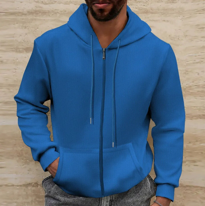 Drune | Kapuzenpullover Waffelstruktur Regular Passform Reißverschluss Lässiger Stil