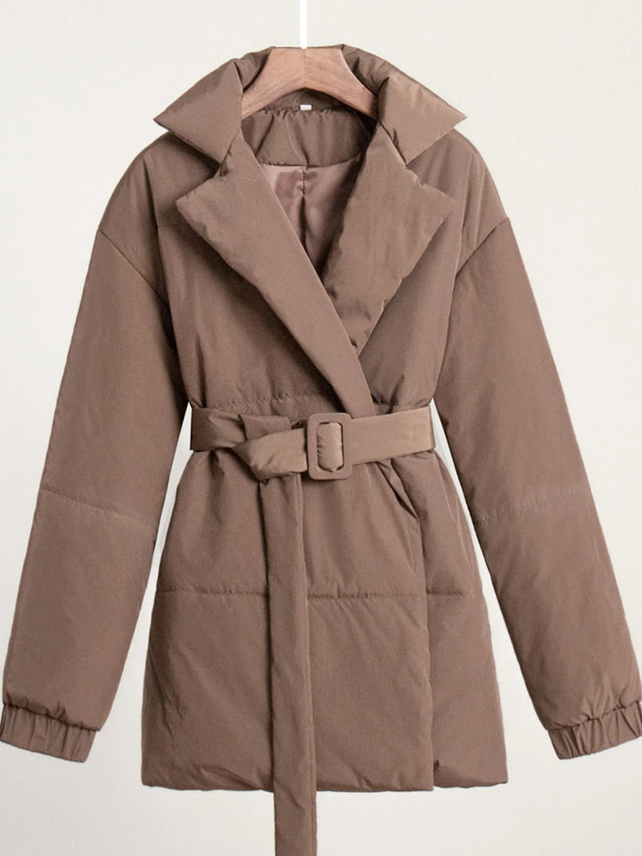 Drune | Gürteltaschen Pufferjacke Wickel Front Stepp Wintermantel