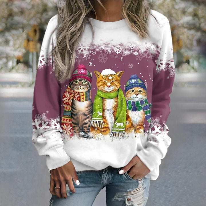 Drune | Strick Sweatshirt Lockere Passform Grafikdruck Rippbündchen Lässiger Stil