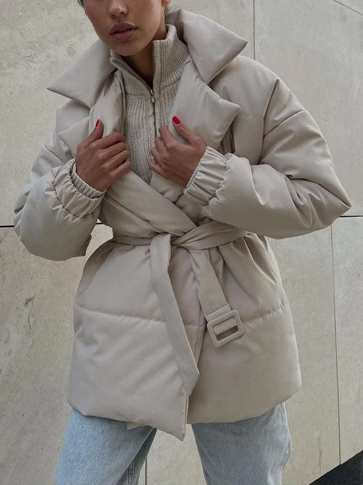 Drune | Gürteltaschen Pufferjacke Wickel Front Stepp Wintermantel
