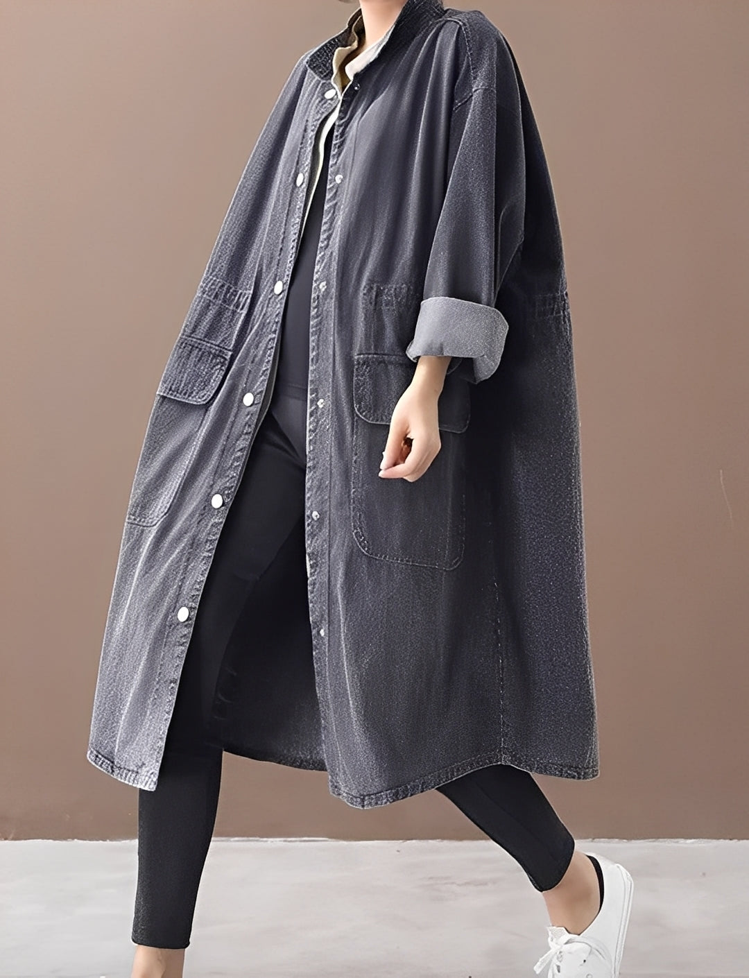 Drune | Oversized Denimjacke mit Stehkragen für Frauen