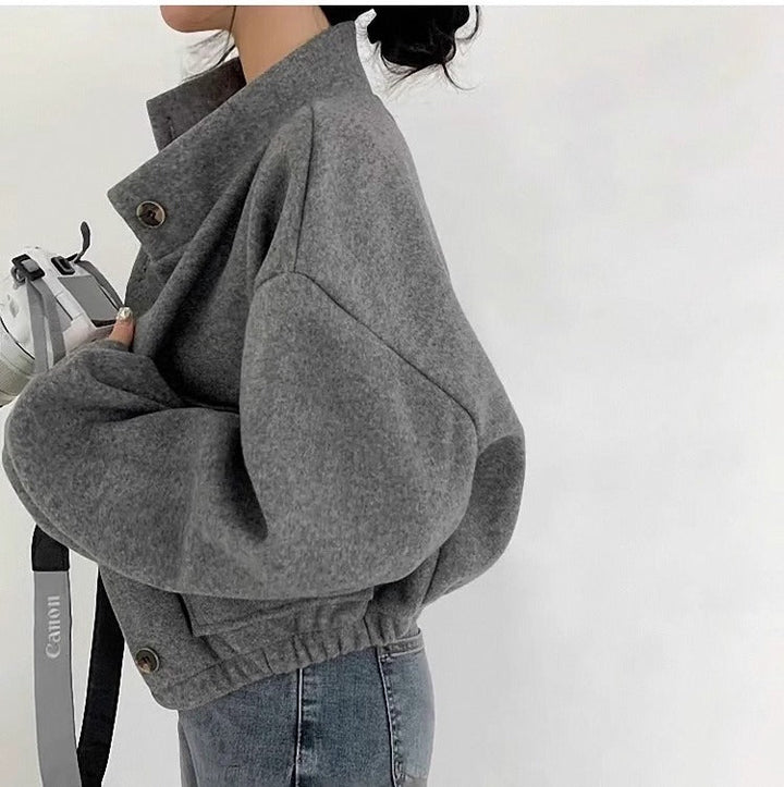 Drune | Kurze graue Wolljacke für Frauen Mauwi