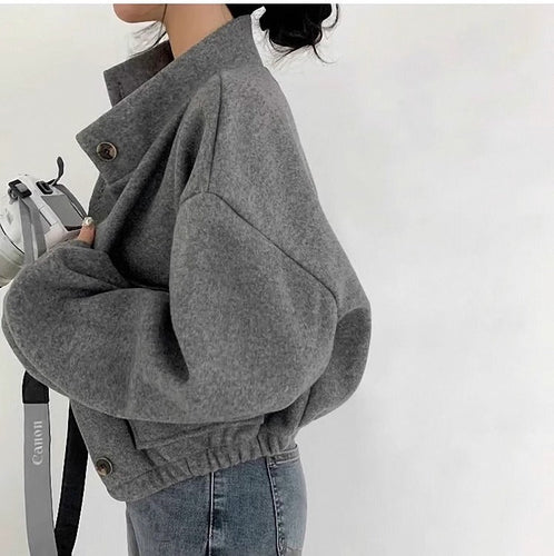 Drune | Kurze graue Wolljacke für Frauen Mauwi